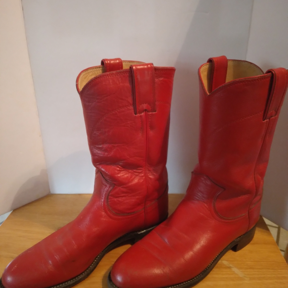 Justin Boots Vibrant Red Leather Heeled Boots